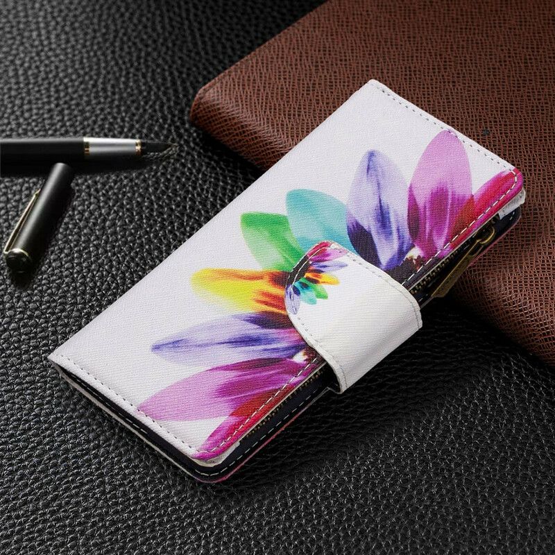 Flip Cover Huawei P Smart 2020 Blomsterlomme Med Lynlås