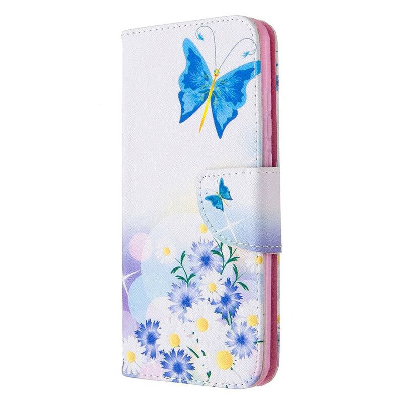 Flip Cover Huawei P Smart 2020 Malede Sommerfugle Og Blomster