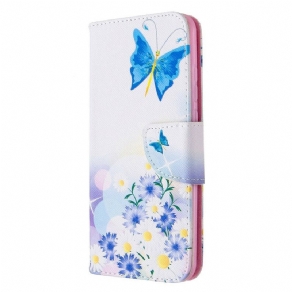 Flip Cover Huawei P Smart 2020 Malede Sommerfugle Og Blomster