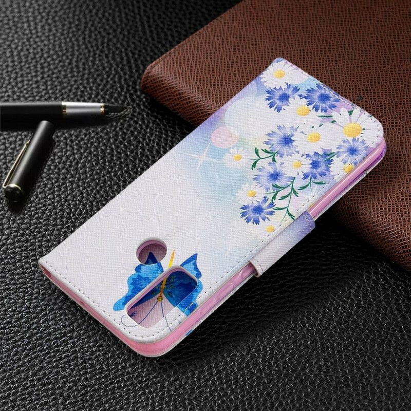 Flip Cover Huawei P Smart 2020 Malede Sommerfugle Og Blomster