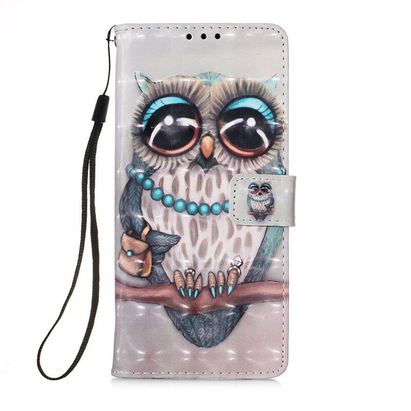 Flip Cover Huawei P Smart 2020 Med Snor Frøken Strappy Owl