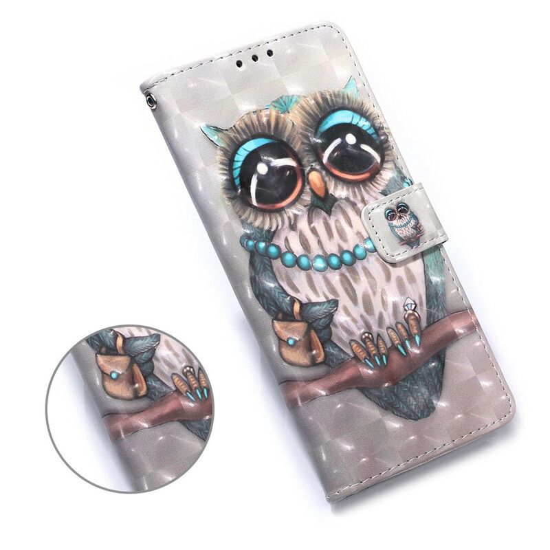 Flip Cover Huawei P Smart 2020 Med Snor Frøken Strappy Owl