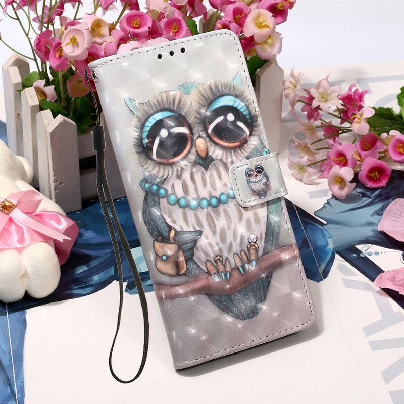 Flip Cover Huawei P Smart 2020 Med Snor Frøken Strappy Owl