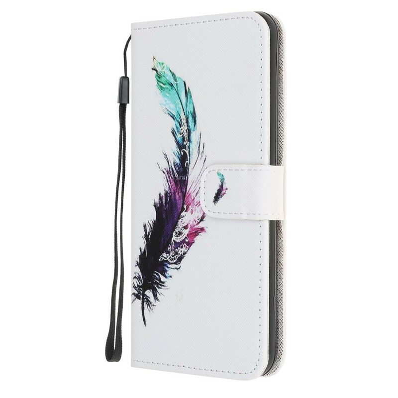 Flip Cover Huawei P Smart 2020 Med Snor Thong Fjer