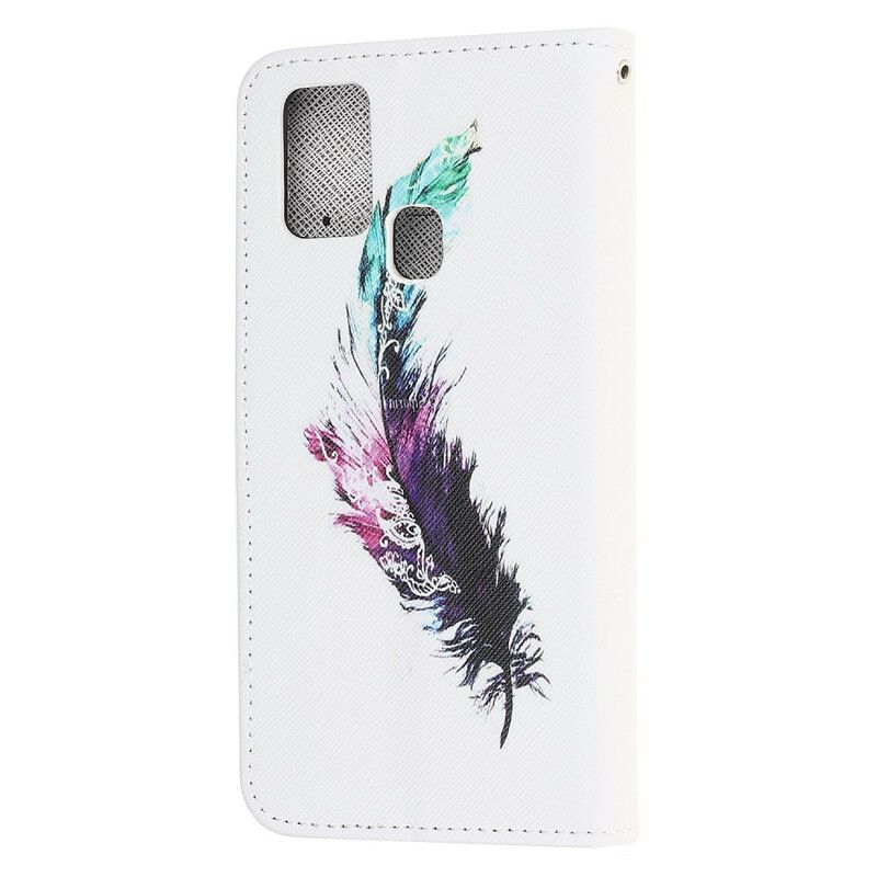 Flip Cover Huawei P Smart 2020 Med Snor Thong Fjer