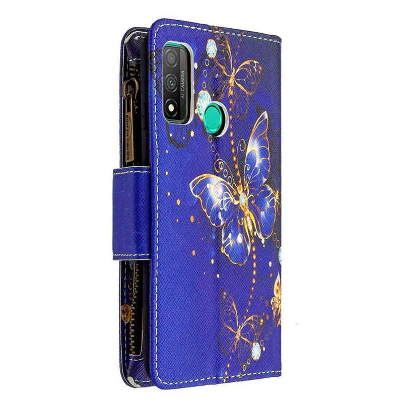 Flip Cover Huawei P Smart 2020 Sommerfugle Med Lynlåslomme