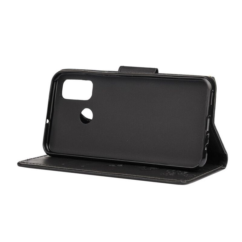 Læder Cover Huawei P Smart 2020 Med Snor Splendid Strap Sommerfugle