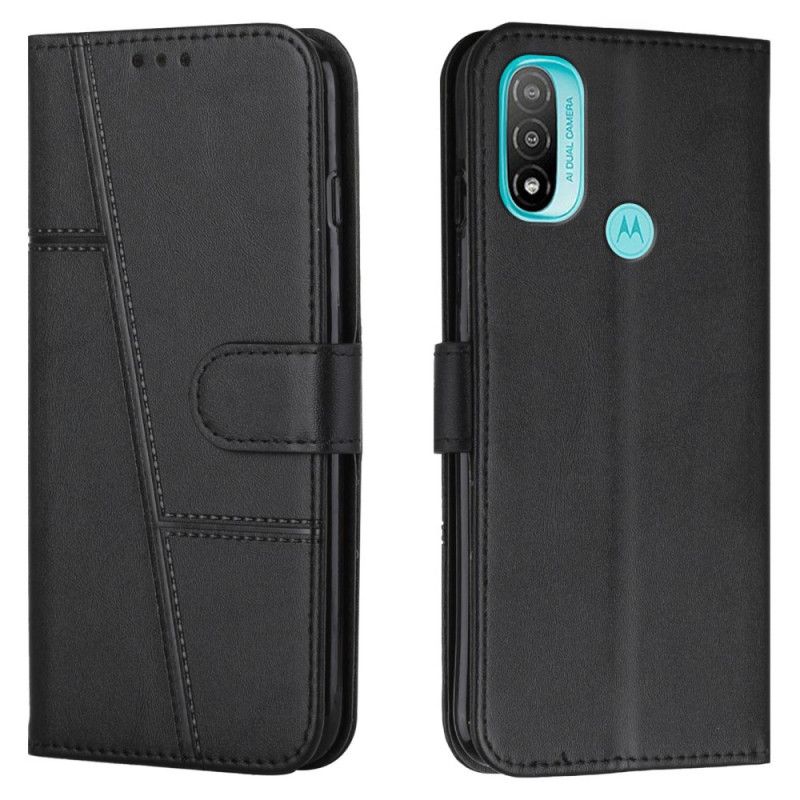 Flip Cover Moto E40 / E30 / E20 Med Snor Geo Imiteret Læderrem