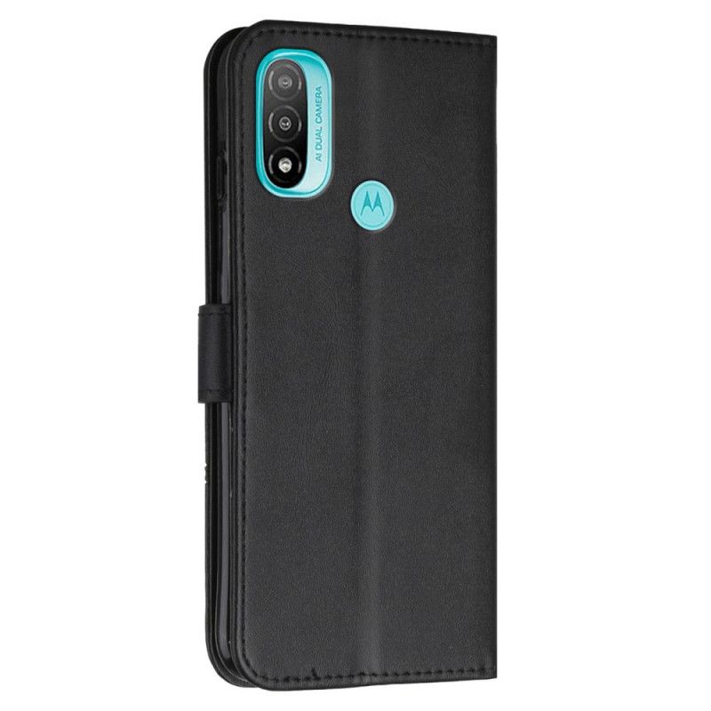 Flip Cover Moto E40 / E30 / E20 Med Snor Geo Imiteret Læderrem