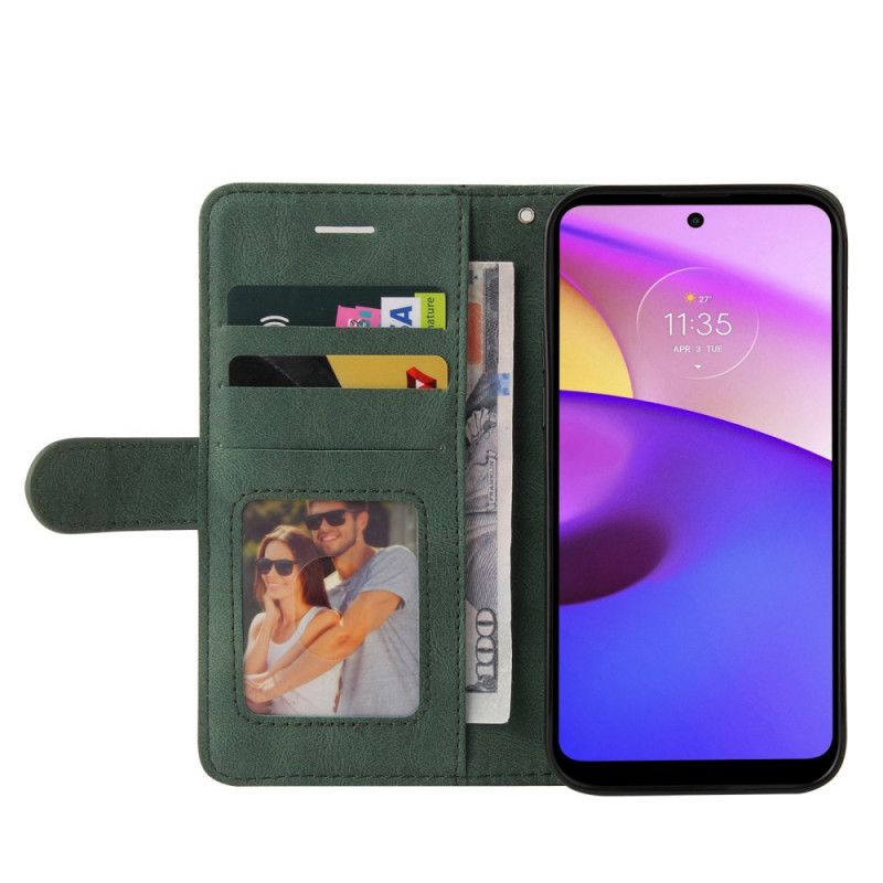 Flip Cover Moto E40 / E30 / E20 Signatur Tofarvet Imiteret Læder