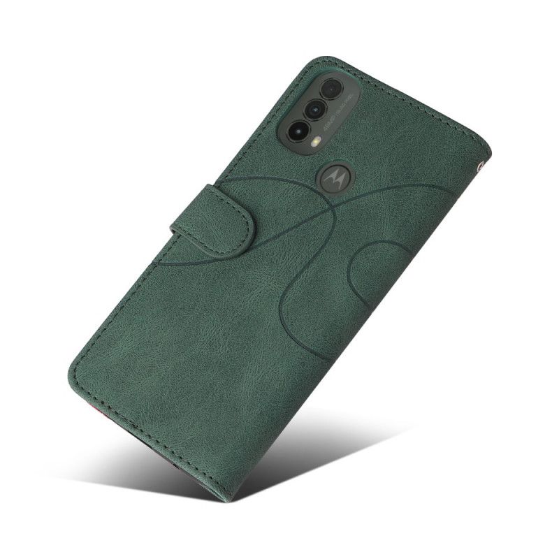 Flip Cover Moto E40 / E30 / E20 Signatur Tofarvet Imiteret Læder