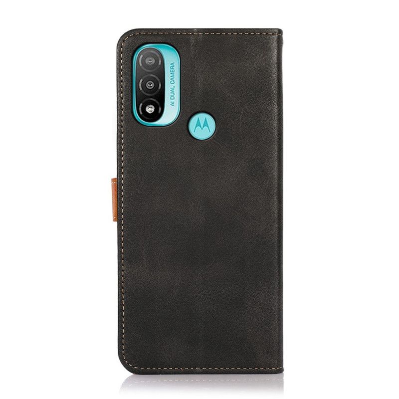 Flip Cover Moto E40 / E30 / E20 Tofarvet Gyldent Lås Khazneh