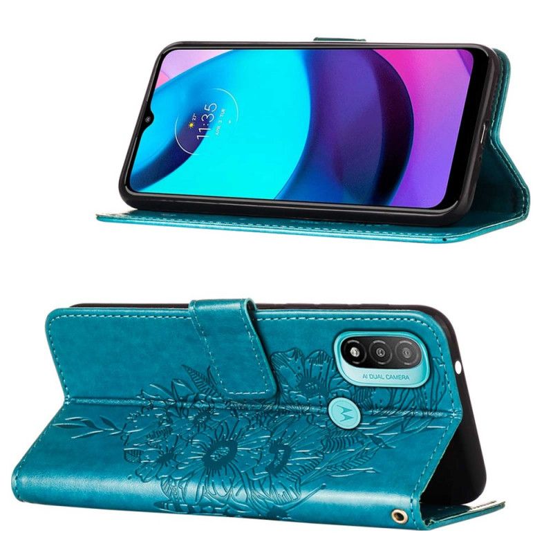 Læder Cover Moto E40 / E30 / E20 Sommerfugledesign