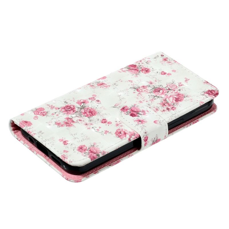 Flip Cover Til Xiaomi 14t Lyserøde Blomster Med Rem