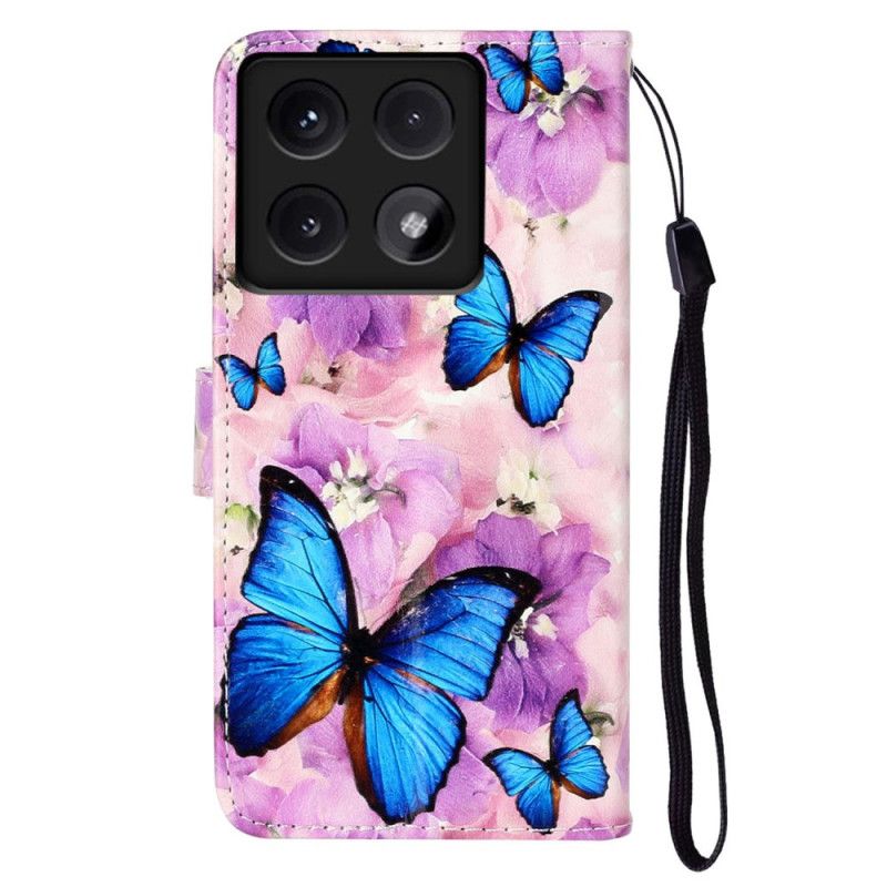 Læder Cover Xiaomi 14t Telefon Etui Premium Blomstermønster