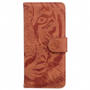 Læder Cover Xiaomi 14t Telefon Etui Tiger Footprint