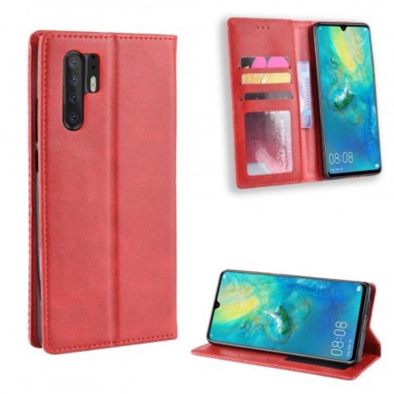 Cover Huawei P30 Pro Flip Cover Vintage Stiliseret Lædereffekt