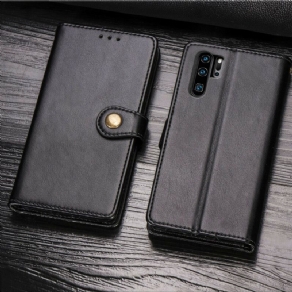 Flip Cover Huawei P30 Pro Imiteret Læder Og Vintage Lås