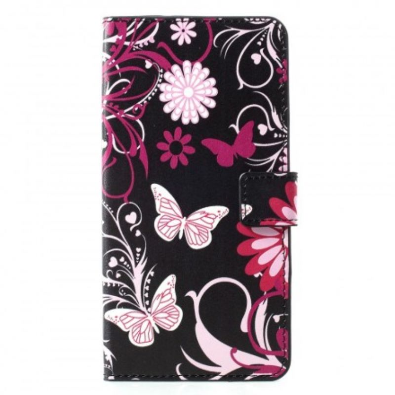 Flip Cover Huawei P30 Pro Sommerfugle Og Blomster