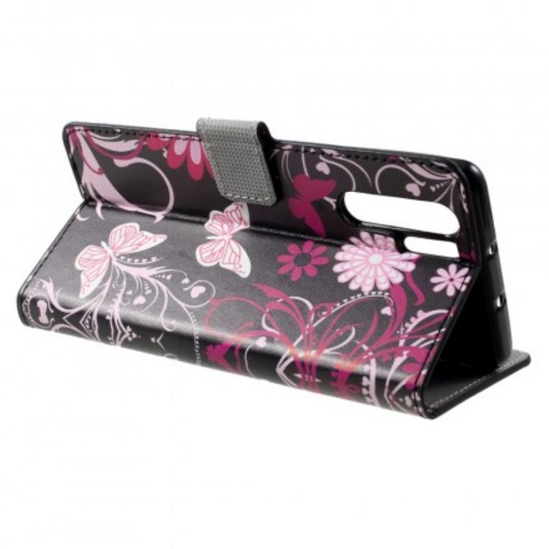 Flip Cover Huawei P30 Pro Sommerfugle Og Blomster