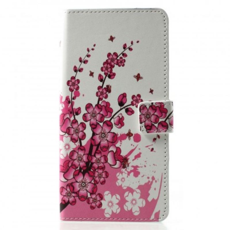 Læder Cover Huawei P30 Pro Tropiske Blomster