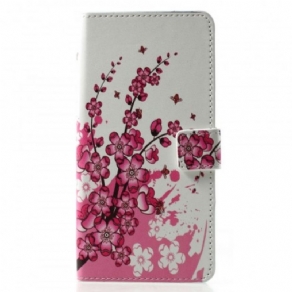 Læder Cover Huawei P30 Pro Tropiske Blomster