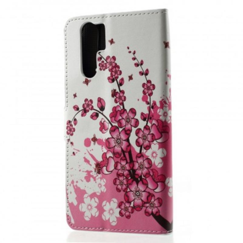 Læder Cover Huawei P30 Pro Tropiske Blomster