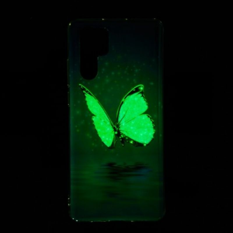 Mobilcover Huawei P30 Pro Fluorescerende Blå Sommerfugl