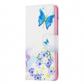 Flip Cover Xiaomi Mi 9T / Mi 9T Pro Malede Sommerfugle Og Blomster