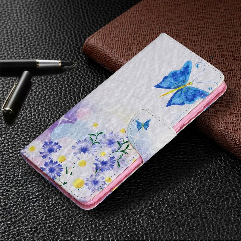 Flip Cover Xiaomi Mi 9T / Mi 9T Pro Malede Sommerfugle Og Blomster