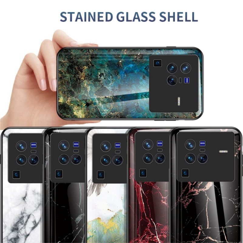 Mobilcover Vivo X80 Pro Marmor Hærdet Glas