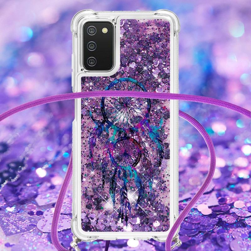 Cover Samsung Galaxy A03s Med Snor Med Pailletter Drawstring Dreamcatcher