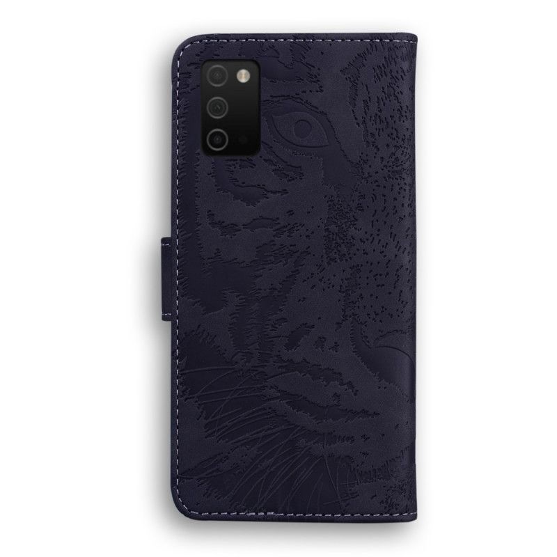 Læder Cover Samsung Galaxy A03s Tiger Ansigtstryk