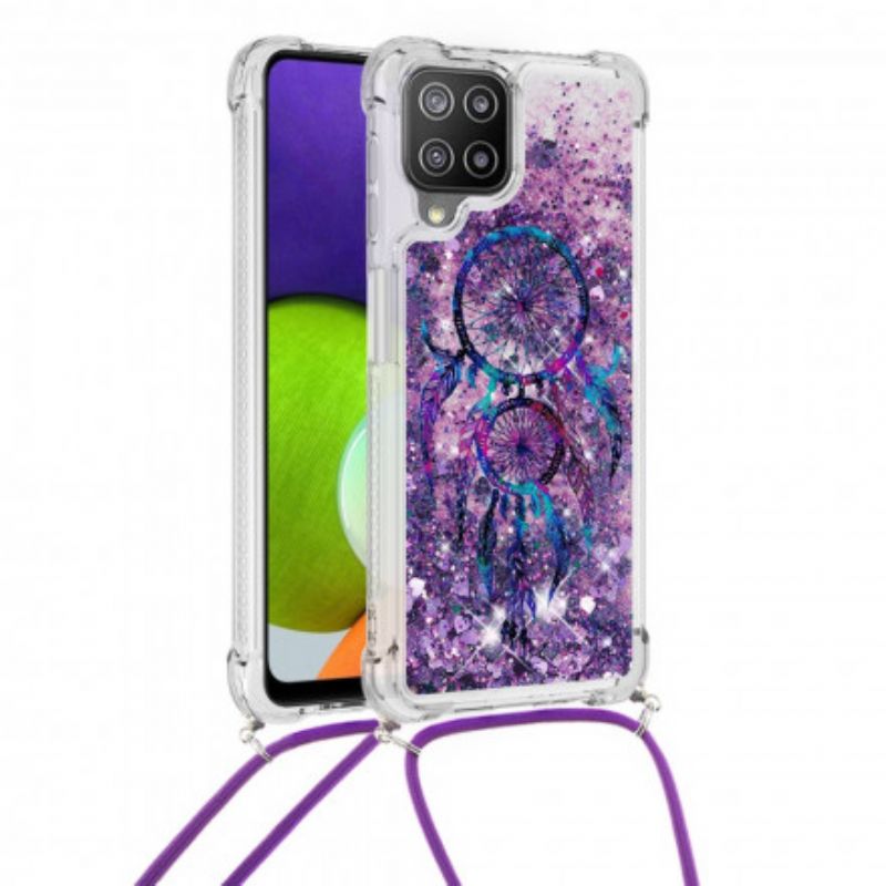 Cover Samsung Galaxy A22 4G Med Snor Med Pailletter Drawstring Dreamcatcher