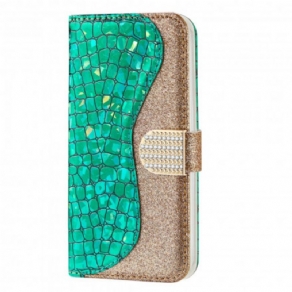 Flip Cover Samsung Galaxy A22 4G Croc Diamanter