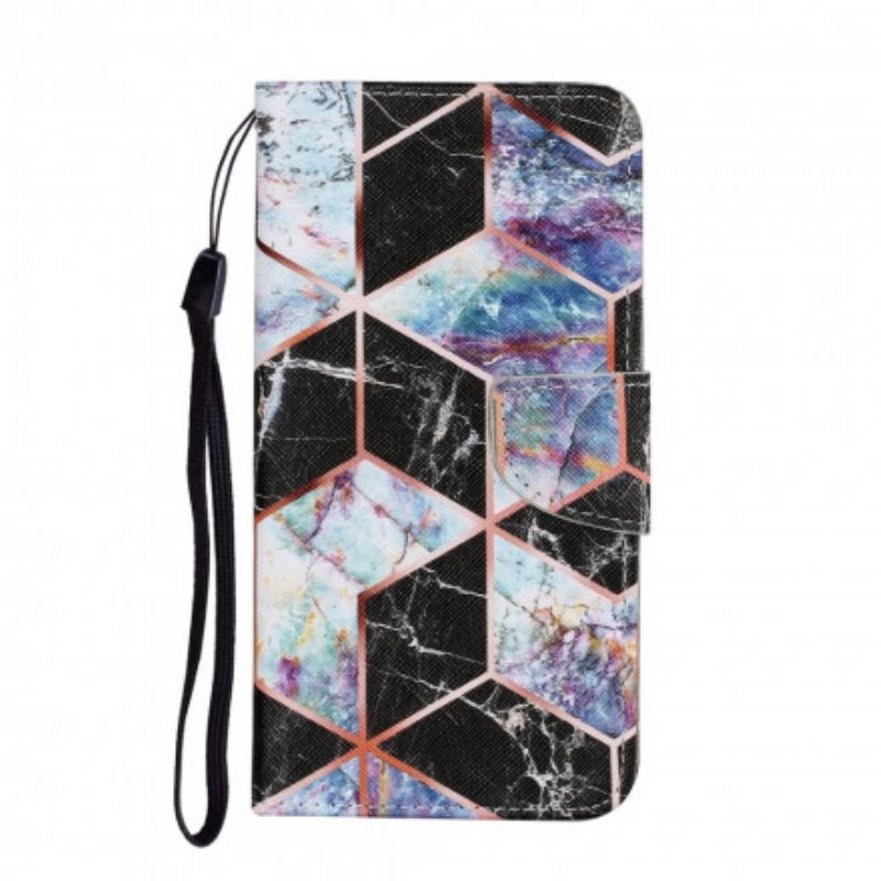 Flip Cover Samsung Galaxy A22 4G Geometrisk Marmor