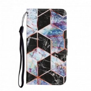 Flip Cover Samsung Galaxy A22 4G Geometrisk Marmor