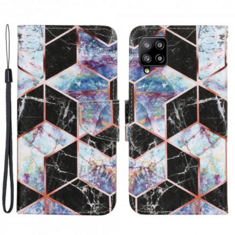 Flip Cover Samsung Galaxy A22 4G Geometrisk Marmor