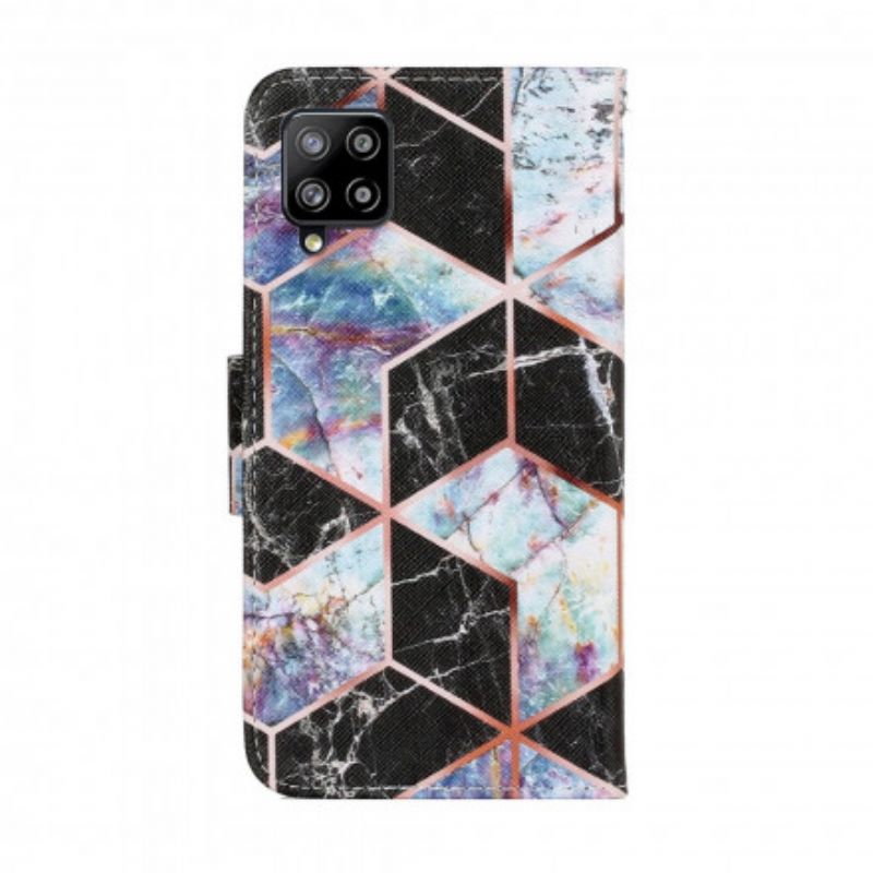 Flip Cover Samsung Galaxy A22 4G Geometrisk Marmor