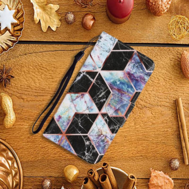 Flip Cover Samsung Galaxy A22 4G Geometrisk Marmor