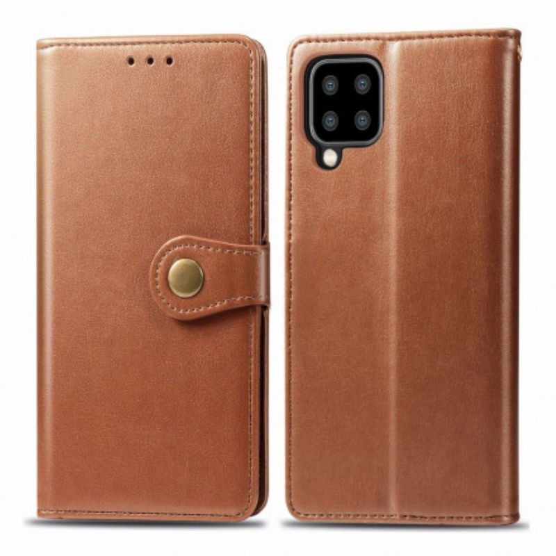 Flip Cover Samsung Galaxy A22 4G Imiteret Læder Og Vintage Lås