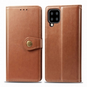 Flip Cover Samsung Galaxy A22 4G Imiteret Læder Og Vintage Lås