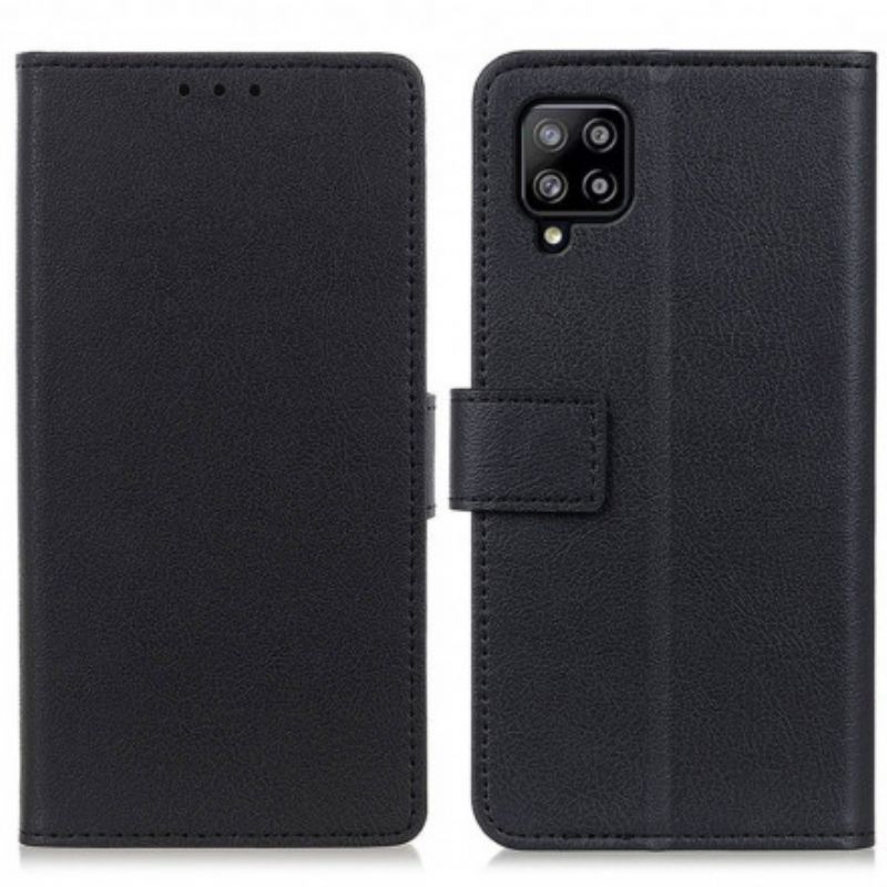 Flip Cover Samsung Galaxy A22 4G Klassisk Skinnende Lædereffekt