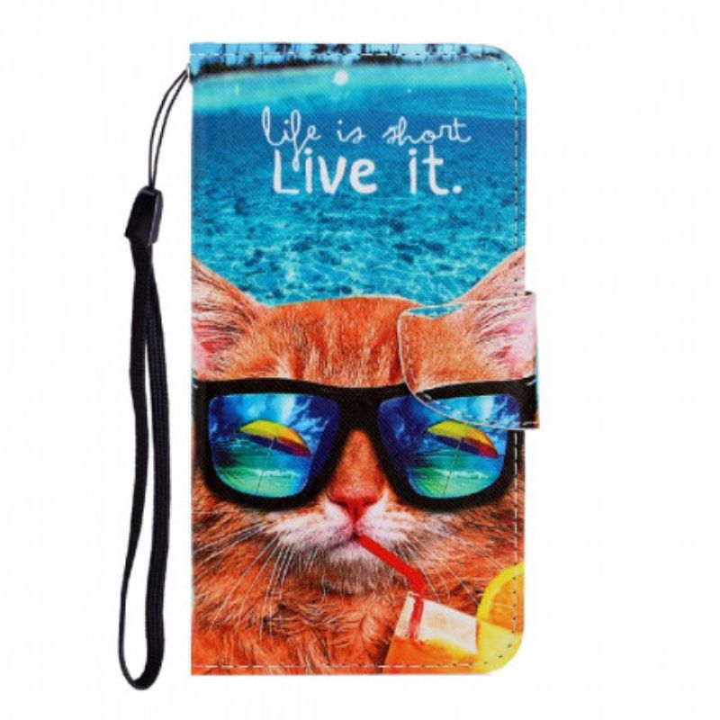 Flip Cover Samsung Galaxy A22 4G Med Snor Cat Live It Strappy