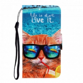 Flip Cover Samsung Galaxy A22 4G Med Snor Cat Live It Strappy