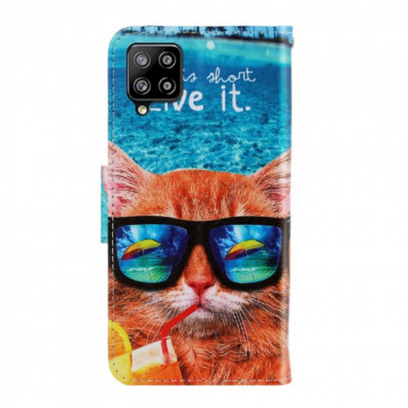 Flip Cover Samsung Galaxy A22 4G Med Snor Cat Live It Strappy