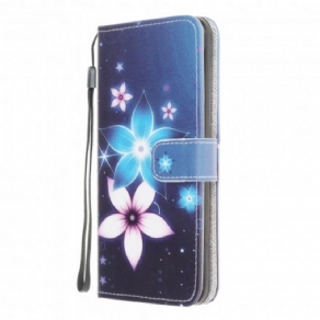 Flip Cover Samsung Galaxy A22 4G Med Snor Lunar Strap Blomster