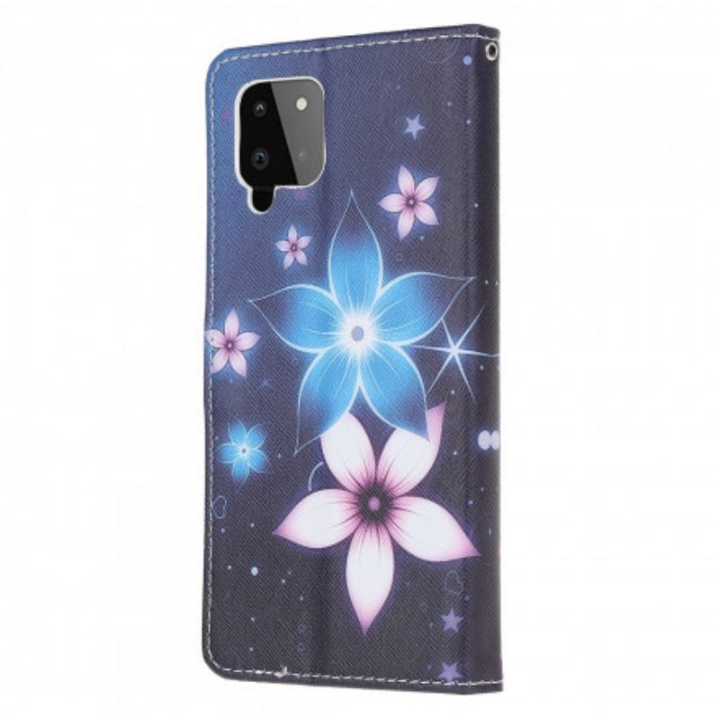 Flip Cover Samsung Galaxy A22 4G Med Snor Lunar Strap Blomster