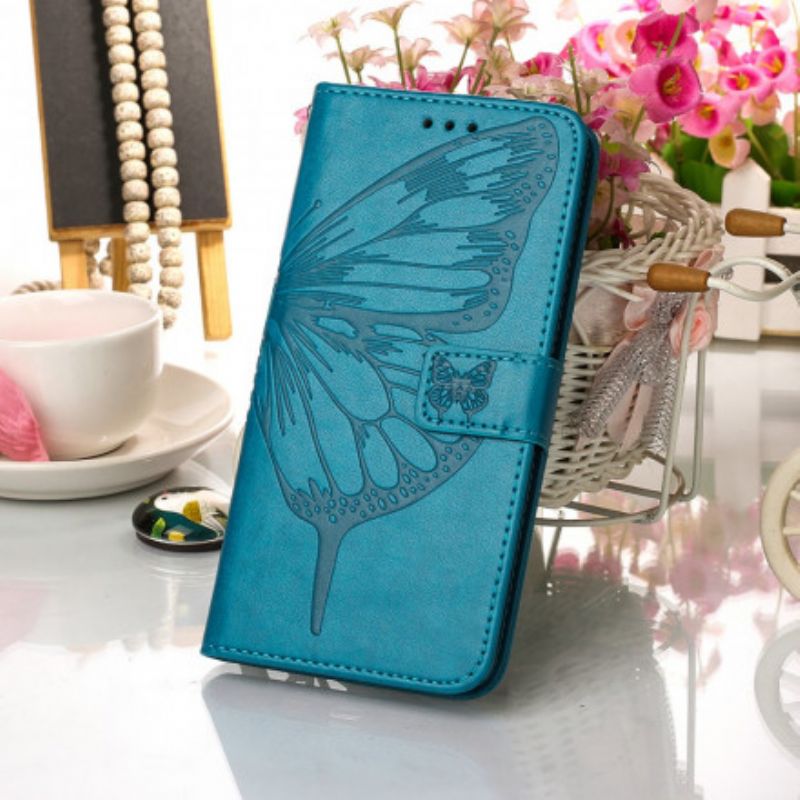 Flip Cover Samsung Galaxy A22 4G Sommerfugledesign Med Snor