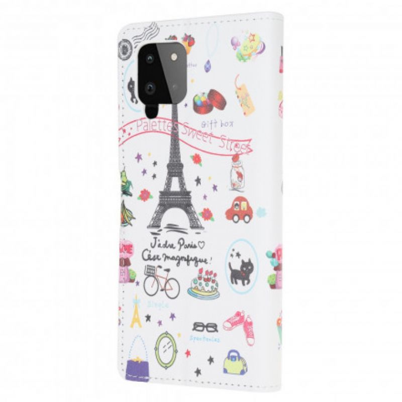 Læder Cover Samsung Galaxy A22 4G Jeg Elsker Paris